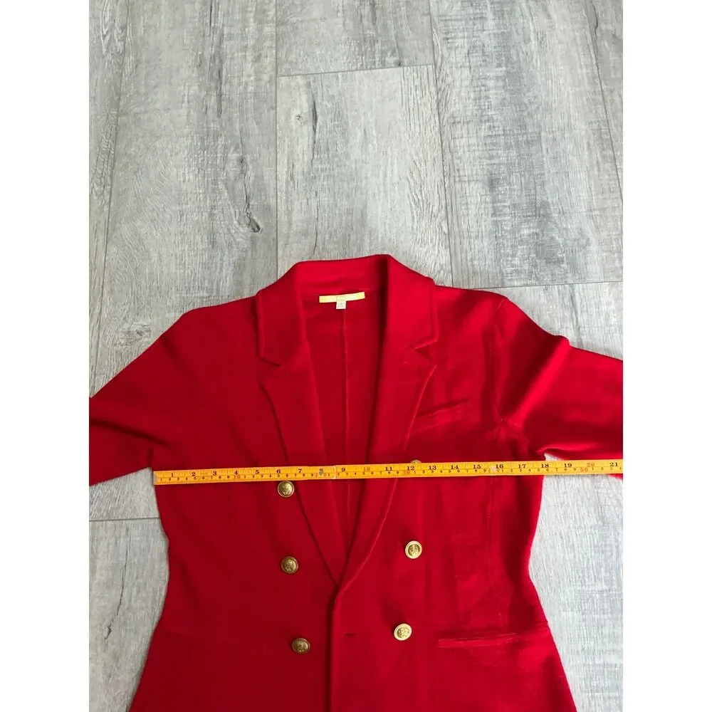 Gianni Bini Women’s M Red Wool Blend Double Breasted Gold Button Blazer